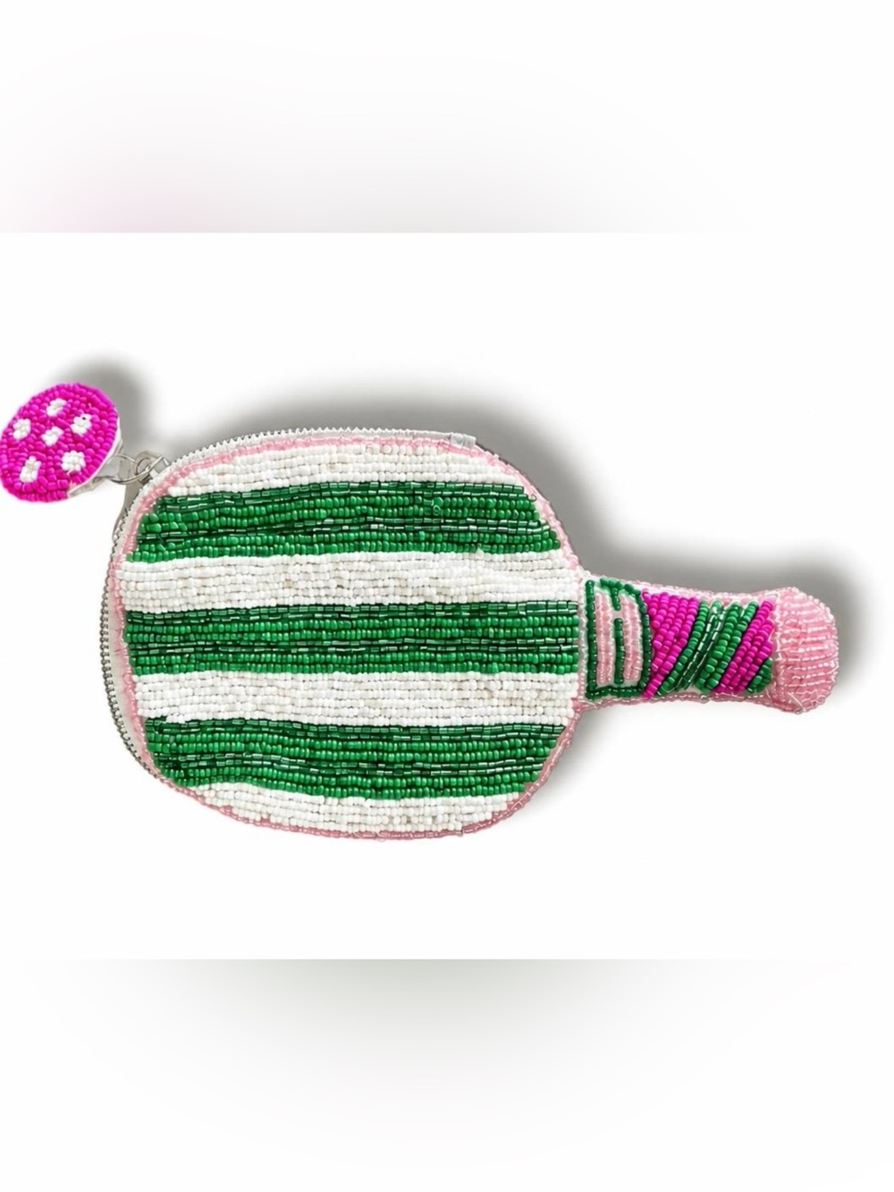 🎾 SOL and MER Hand Beaded Pickleball Paddle Coin Purse Pouch BNWT 💕✨7.5”L